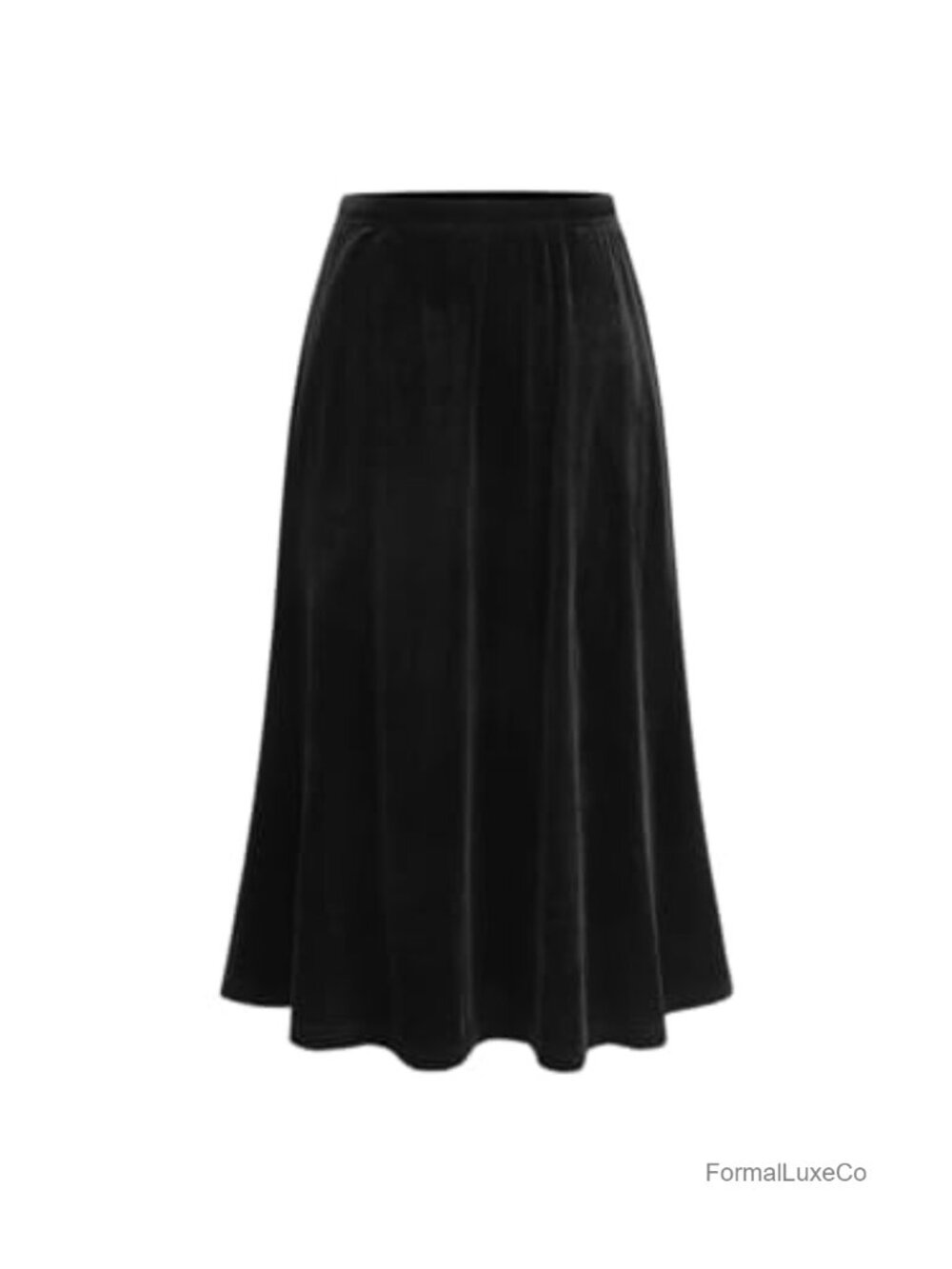Velvet A-Line Skirt Elastic Waist Casual Pull-On Mid Rise Polyester